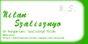 milan szalisznyo business card