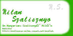 milan szalisznyo business card